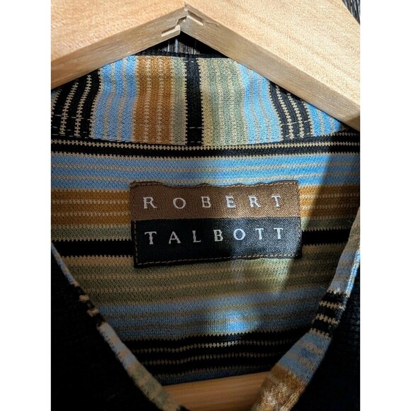Robert Talbott Stripe Cotton Polo Golf Shirt Men Large - Picture 4 of 10
